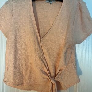 Madewell Peach Textured Wrap Blouse